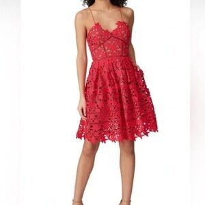 Self-Portrait Red Lace Mini Dress